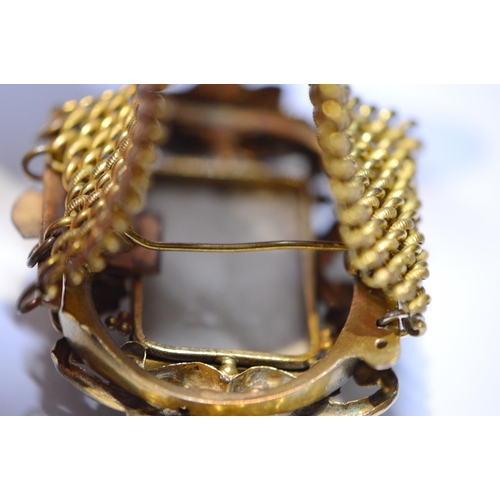 184 - Continental gilt metal bracelet with Berlin porcelain miniature of a man, c. 1860.