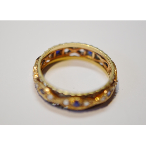 191 - 9ct gold eternity ring, gem-set, size Q, 3.3g gross.