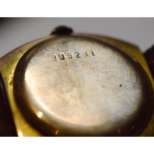 283 - Gent's 9ct gold watch in bubble back-style case, c. 1930, and a similar lady's 9ct gold backed watch... 