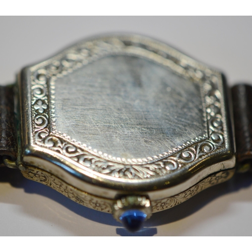 284 - Lady's Dominant evening watch in white gold filled case, with cabochon crown, c. 1930.