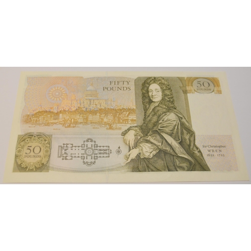 265 - Bank of England uncirculated £50 banknote, Somerset, B352, series D, A01 185874, first prefix.