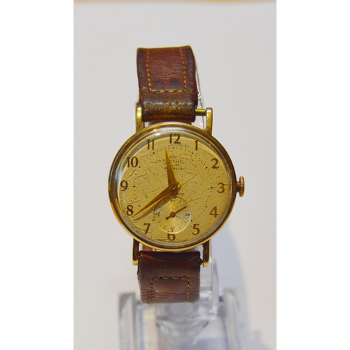 285 - Smith's De-Luxe 15 jewels 9ct gold gent's wristwatch, c. early 1960s, with gold-coloured Arabic nume... 