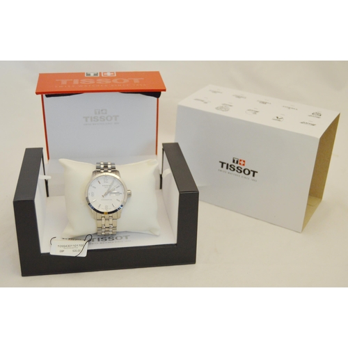 291 - Tissot Powermatic 80 stainless steel gent's bracelet watch, with white dial and date window, ref no.... 