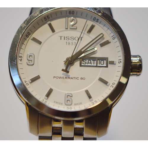 291 - Tissot Powermatic 80 stainless steel gent's bracelet watch, with white dial and date window, ref no.... 