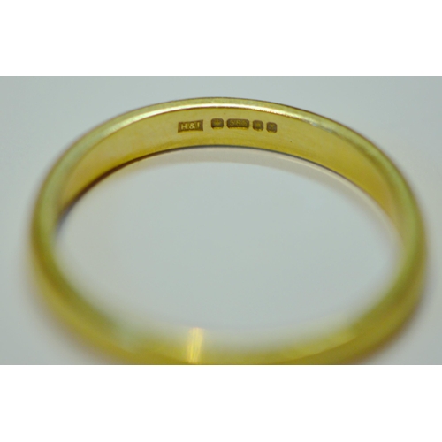 215 - 18ct gold band ring, 'Scottish Gold' by Hamilton & Inches, 1980, size O, 3.1g.