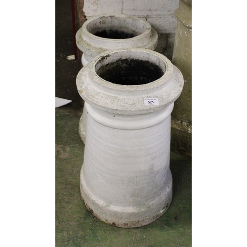 521 - Two garden stoneware chimney pots, 55cm tall.