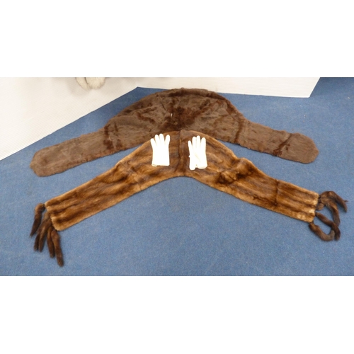 10 - Lady's simulated fur coat, pair of gloves, a simulated fur stole by Walter Kerner and another simula... 