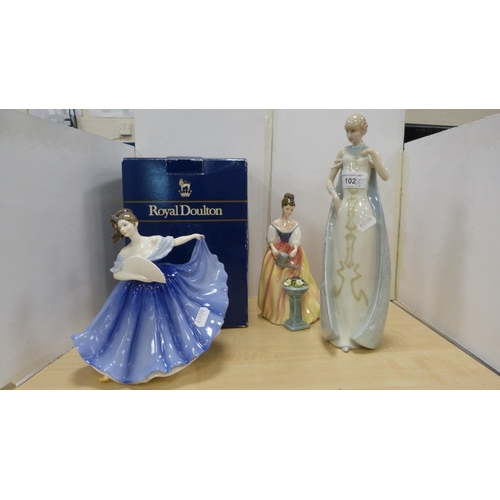 102 - Royal Doulton Reflections figure, 'Debut', and another two Royal Doulton figures, 'Elaine' and 'Alex... 