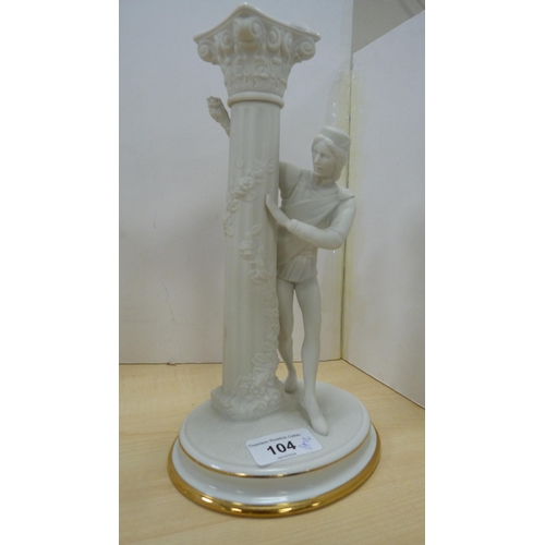 104 - Pair of Franklin Mint fine porcelain candlesticks modelled as Romeo and Juliet on oval bases.  ... 