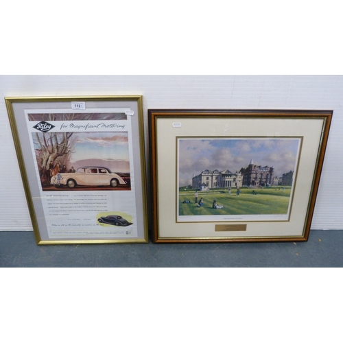 112 - Group of prints to include reproduction print poster for Riley 'For Magnificent Motoring', landscape... 