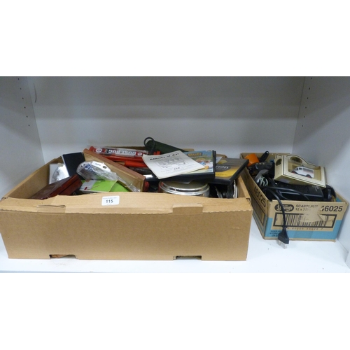 115 - Barometer, penknife, door locks, cigarette case etc (one shelf).