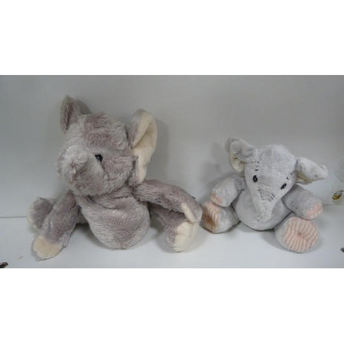 117 - Small Steiff elephant and other stuffed animals.  (8)