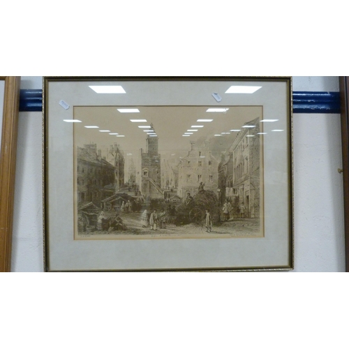 15 - Dawn Matthews'Oaks at St Ann's'Pencil signed artist's proof print, no. 5/18, old print of the Market... 