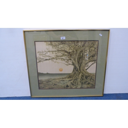 20 - M ArthTropical Fig TreePrint, also a modern still life by A Fletcher and a canvas of poppies.  (3)... 