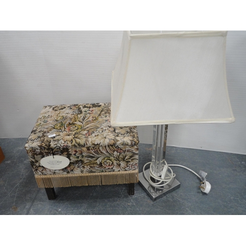 21 - Sewing box and a table lamp.  (2)