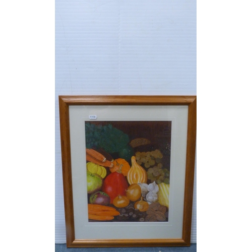 25 - Print after the original, still life print of vegetables, print of the Long Gallery, Haddon Hall, De... 