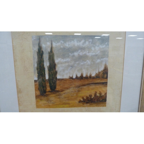 3 - Landscape scene print, framed and glazed, and a contemporary gilt wall mirror.  (2)