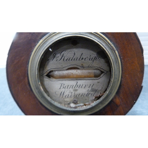 34 - 19th century stick barometer, lacking glass cover, and a 19th century mahogany wheel barometer. ... 