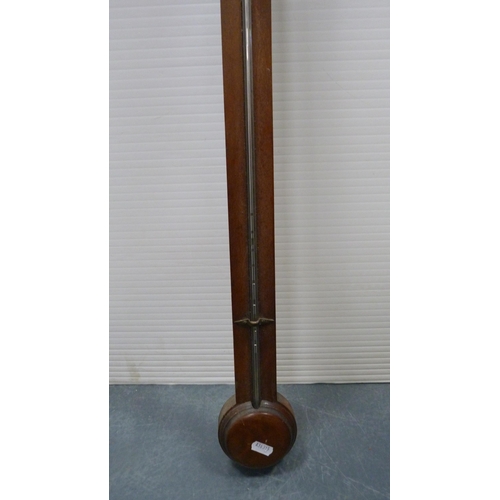 34 - 19th century stick barometer, lacking glass cover, and a 19th century mahogany wheel barometer. ... 