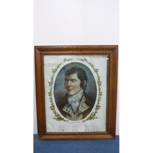 4 - 'There Was a Lad Who Was Born in Kyle', portrait of Robert Burns, colour print with poem below, 48cm... 