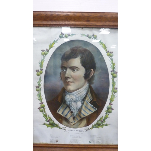 4 - 'There Was a Lad Who Was Born in Kyle', portrait of Robert Burns, colour print with poem below, 48cm... 