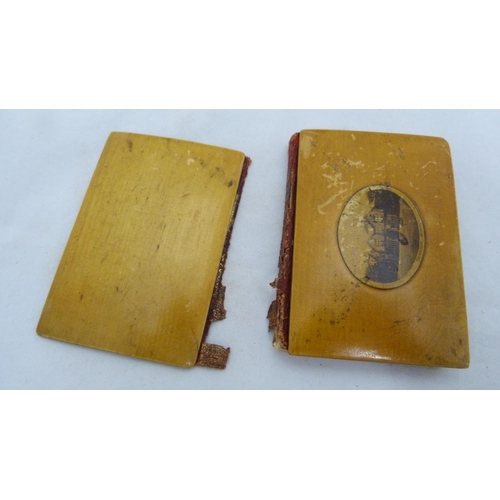 404 - White metal KOSB cap bag, and a small Sir Walter Scott song book with Mauchline covers to front and ... 