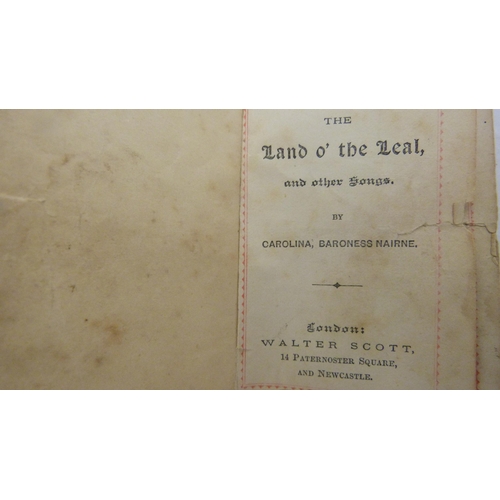 404 - White metal KOSB cap bag, and a small Sir Walter Scott song book with Mauchline covers to front and ... 