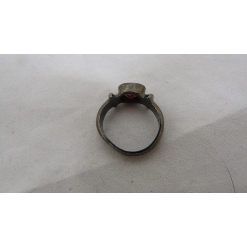 414 - Victorian lady's silver-cased fob watch with enamel dial, 32g gross, rolled gold photo pendant on ch... 