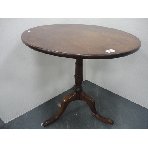 420 - George III mahogany snap-action tripod table with saucer top, approximately 70cm high.