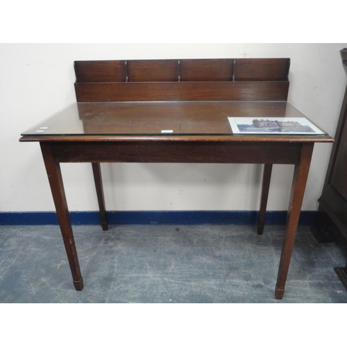 435 - Mahogany writing table, reputed to have originally come from St Enoch's Station Hotel, Glasgow.