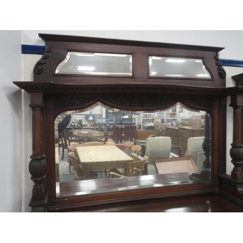 436 - Early 20th century mahogany mirror-back sideboard, the mirrored back on fluted column supports, the ... 