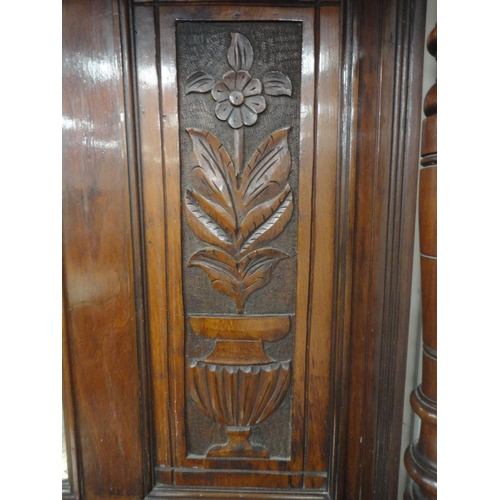 437 - Late Victorian mahogany mirror-back sideboard on turned column supports, the base with two short dra... 