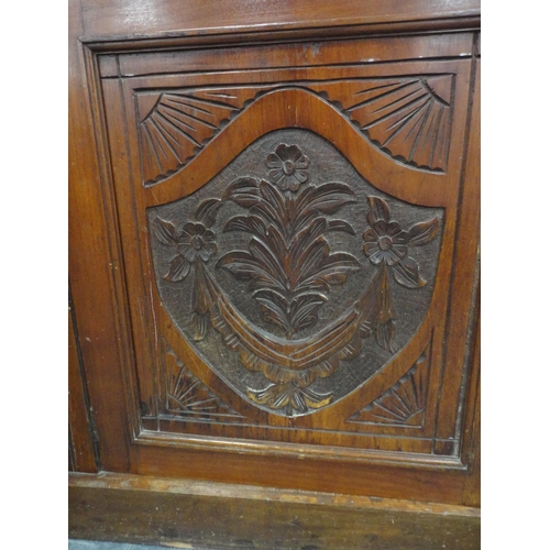 437 - Late Victorian mahogany mirror-back sideboard on turned column supports, the base with two short dra... 