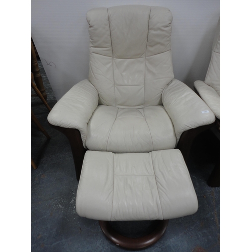 439 - Ekornes stressless three-piece suite to include a three-seater reclining settee, recliner armchair a... 