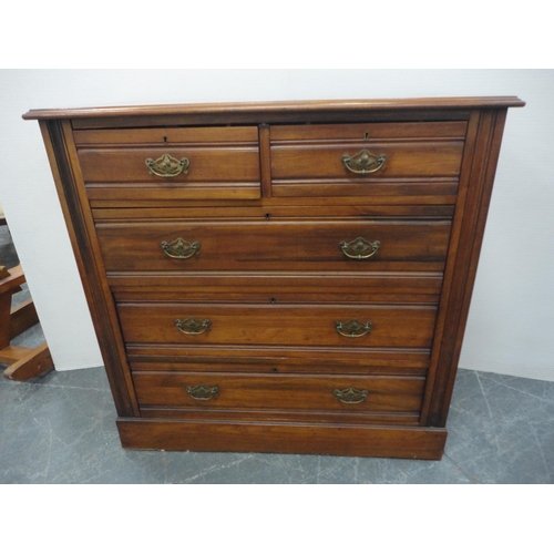 445 - Early 20th century mahogany chest of two short and three long drawers.