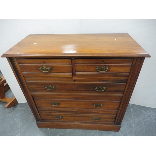 445 - Early 20th century mahogany chest of two short and three long drawers.