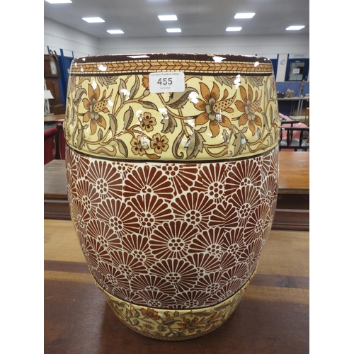 455 - Transfer printed North African-style porcelain barrel seat.