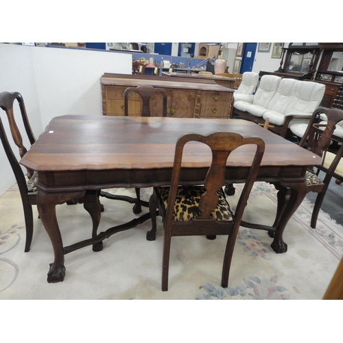 456 - Chippendale-style dining suite comprising dining table, four chairs and a sideboard.  (6)