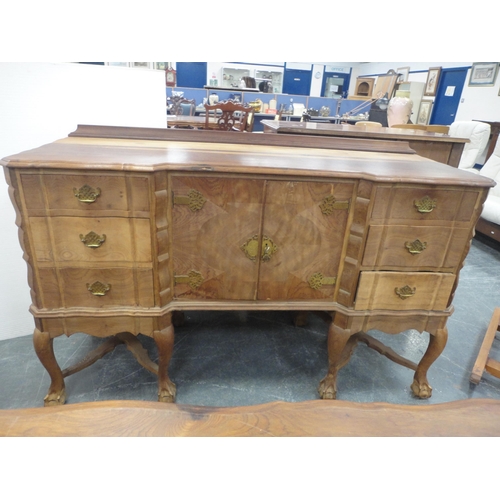 456 - Chippendale-style dining suite comprising dining table, four chairs and a sideboard.  (6)