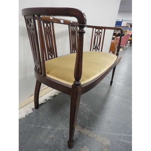 458 - Edwardian mahogany parlour settee.