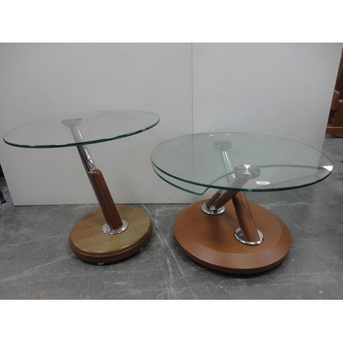 460 - Two contemporary glass-top lamp tables.