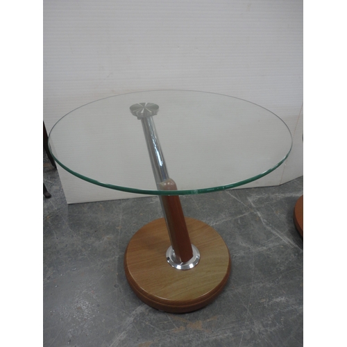 460 - Two contemporary glass-top lamp tables.