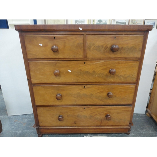 465 - Victorian mahogany chest of two short and three long drawers.