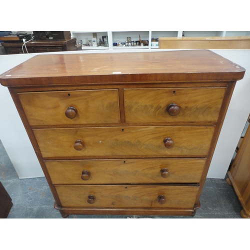 465 - Victorian mahogany chest of two short and three long drawers.