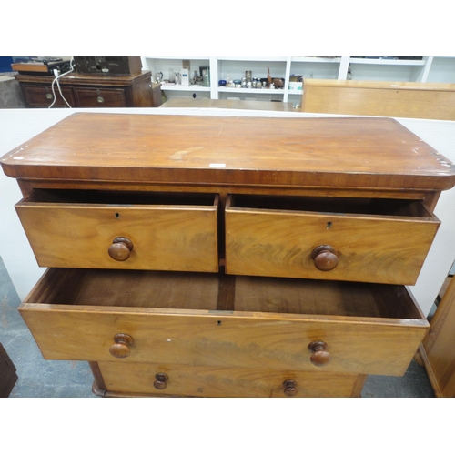 465 - Victorian mahogany chest of two short and three long drawers.