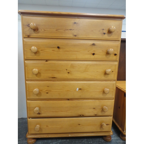 466 - Pine chest of six drawers.