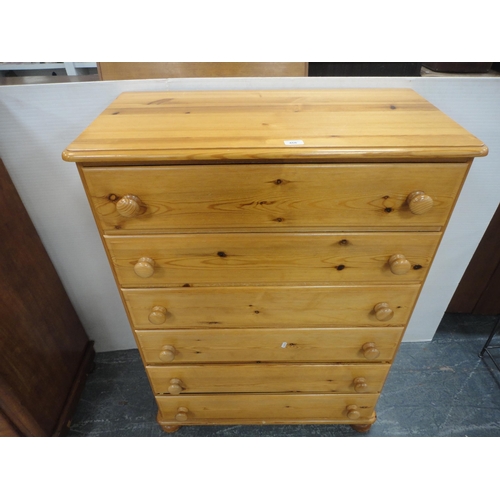 466 - Pine chest of six drawers.