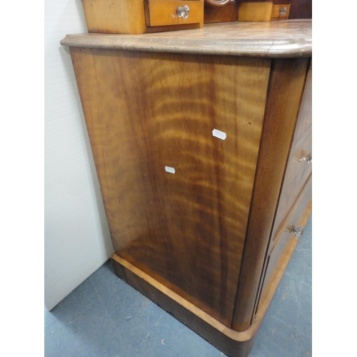 472 - Late Victorian mahogany dressing chest of two short and three long drawers.