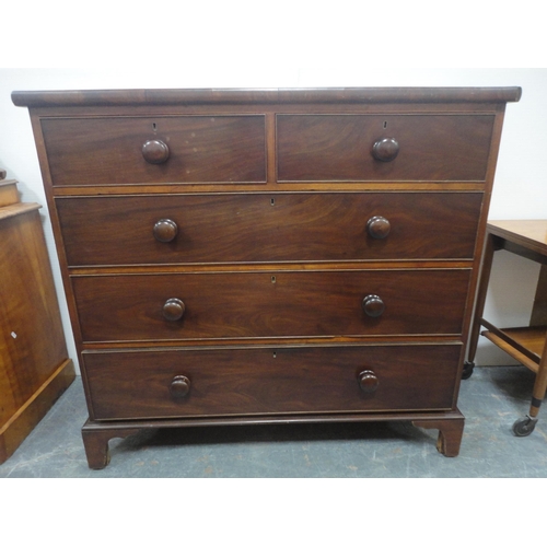 473 - 19th century mahogany chest of two short and three long drawers.