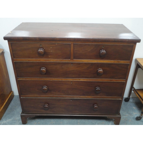 473 - 19th century mahogany chest of two short and three long drawers.